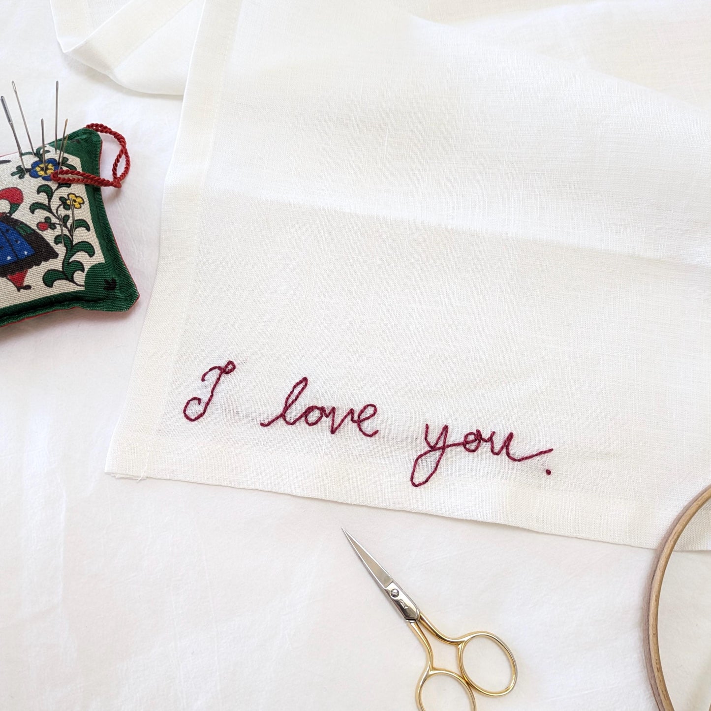 Linen napkin with custom embroidery in your handwriting