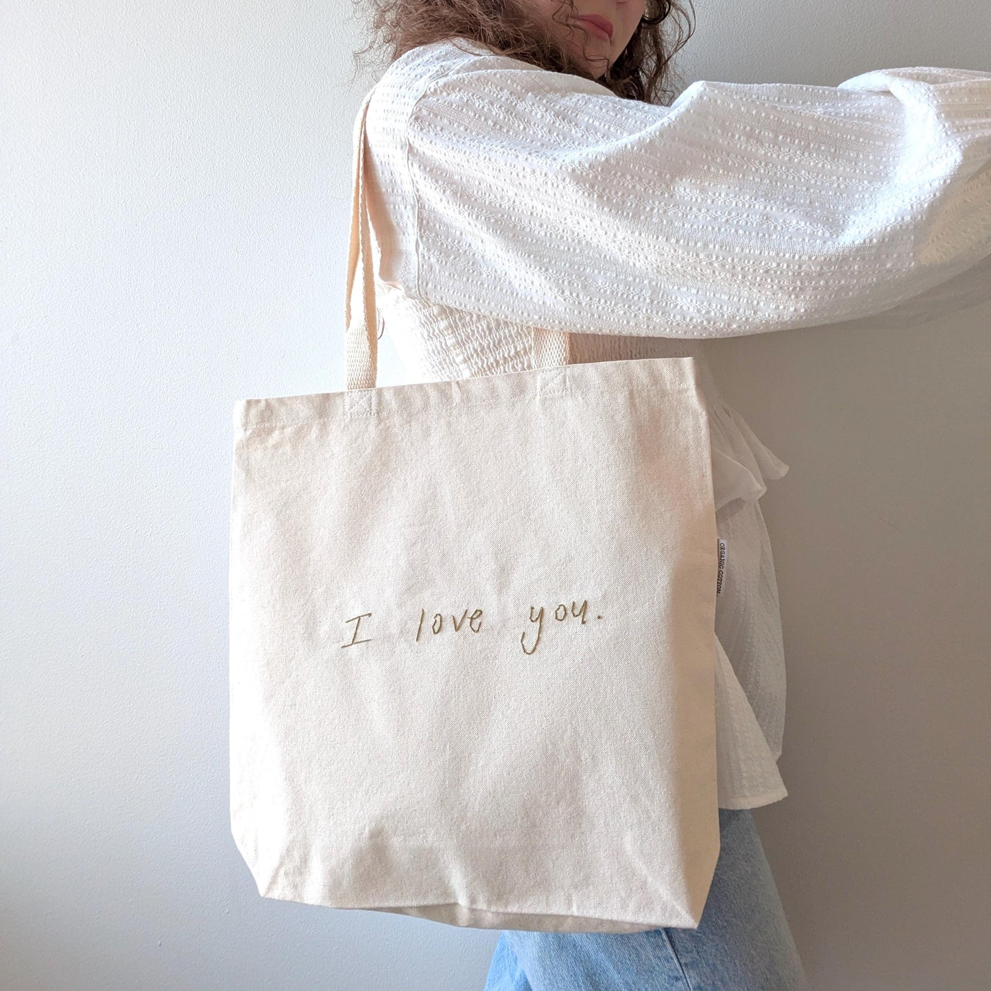 Hand embroidered tote bag custom embroidered in your handwriting