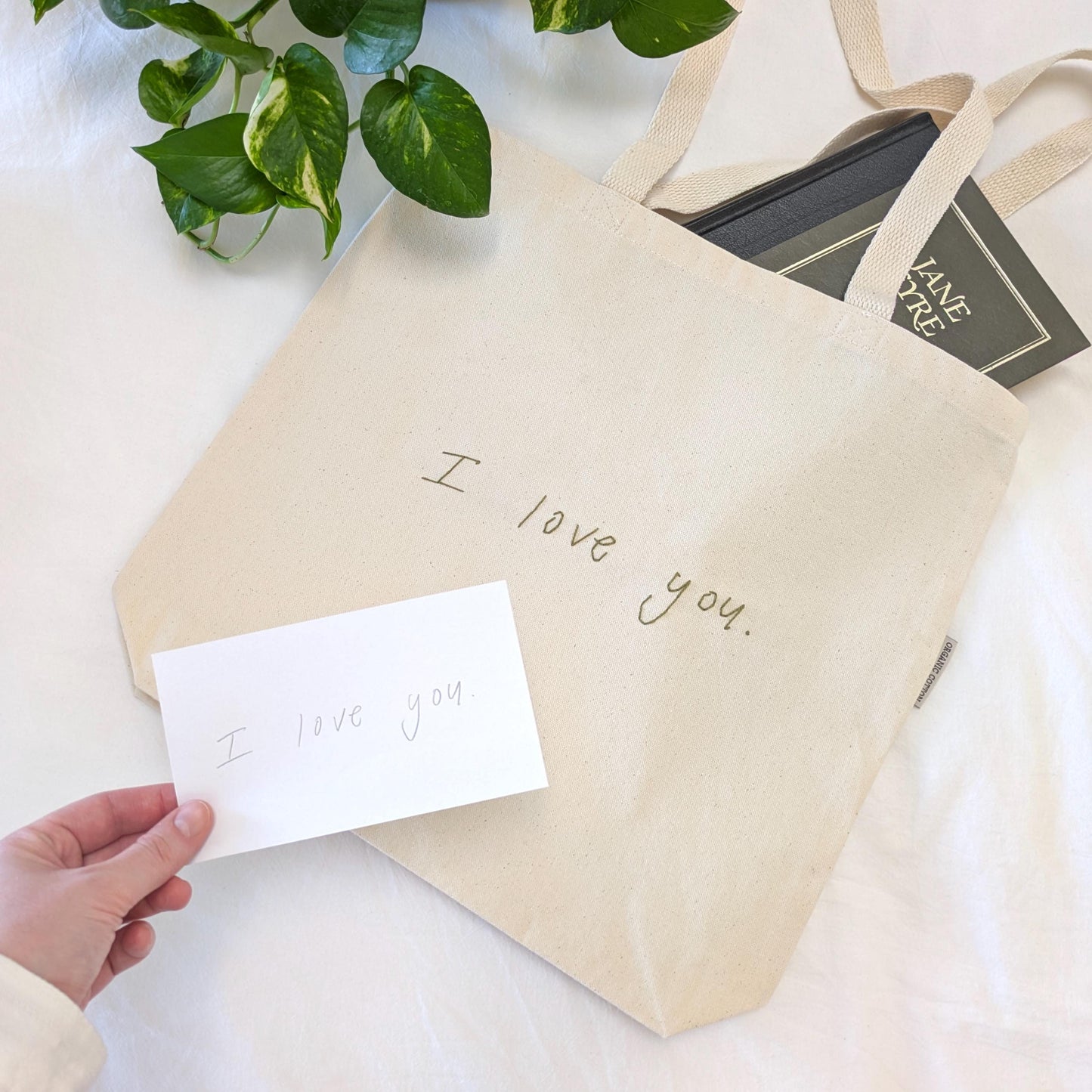 Hand embroidered tote bag custom embroidered in your handwriting