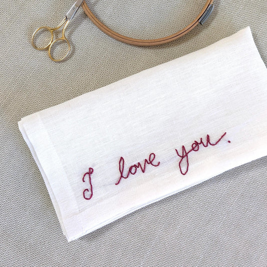 Linen napkin with custom embroidery in your handwriting