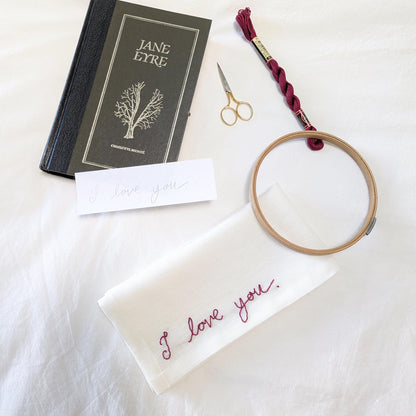 Linen napkin with custom embroidery in your handwriting