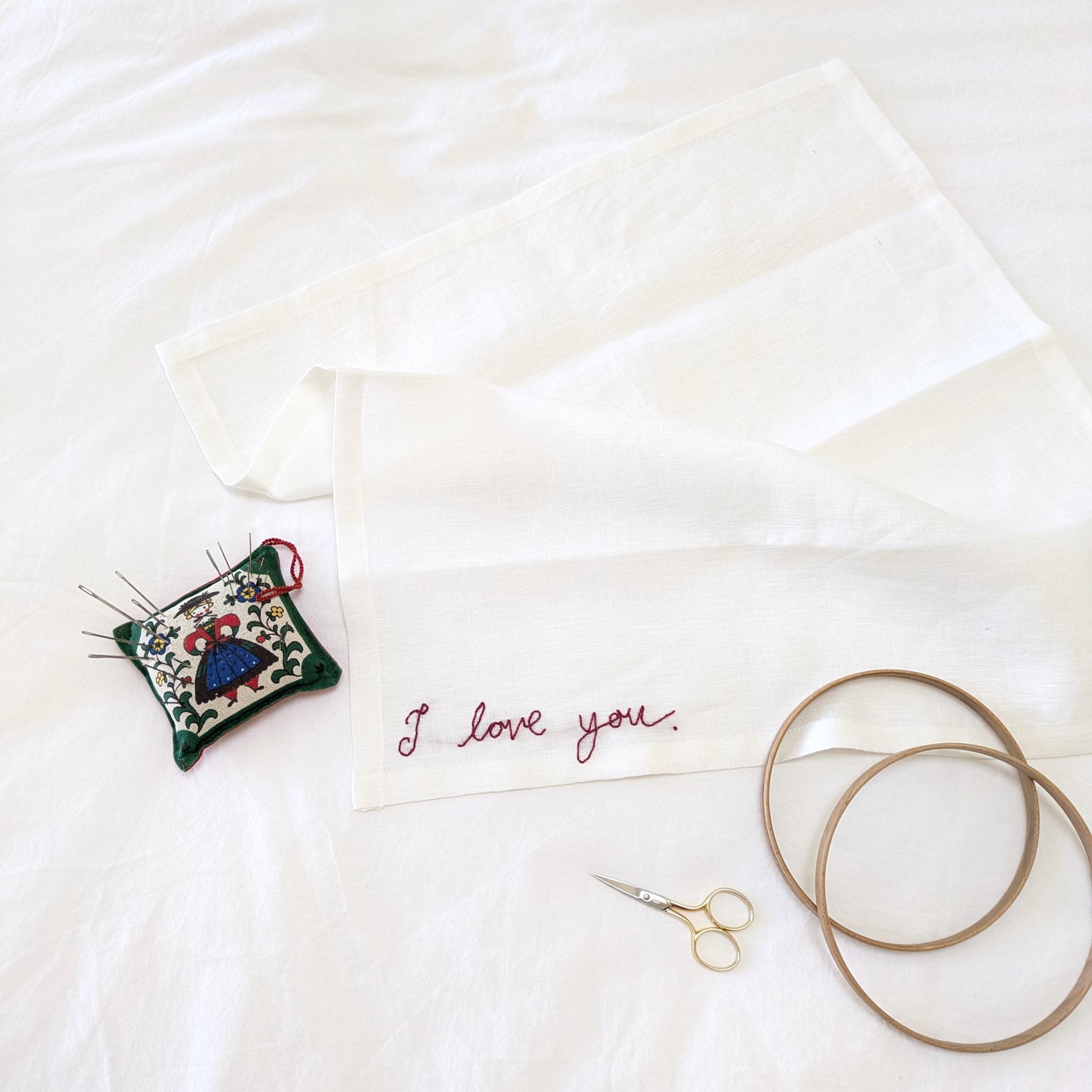 Linen napkin with custom embroidery in your handwriting