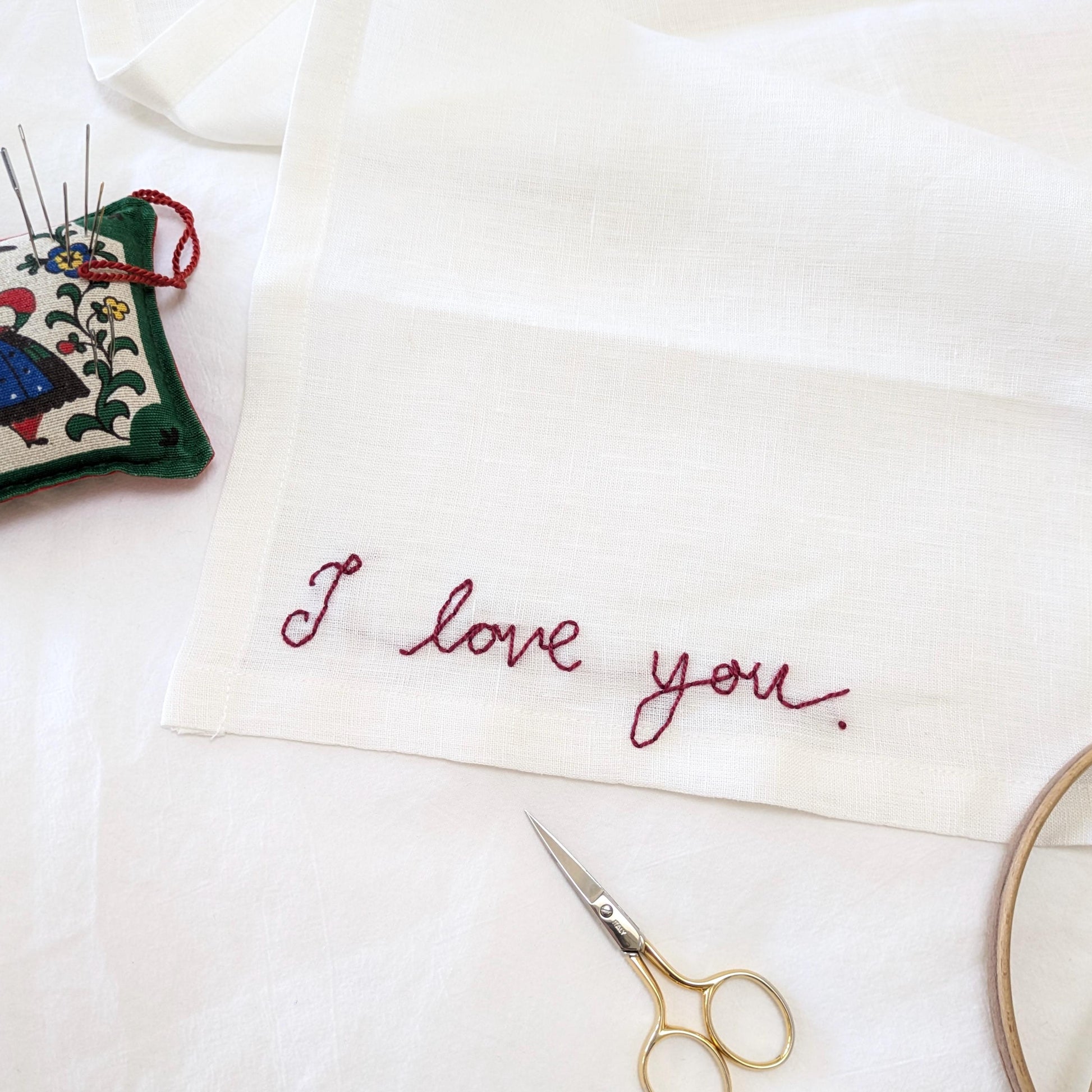 Linen napkin with custom embroidery in your handwriting