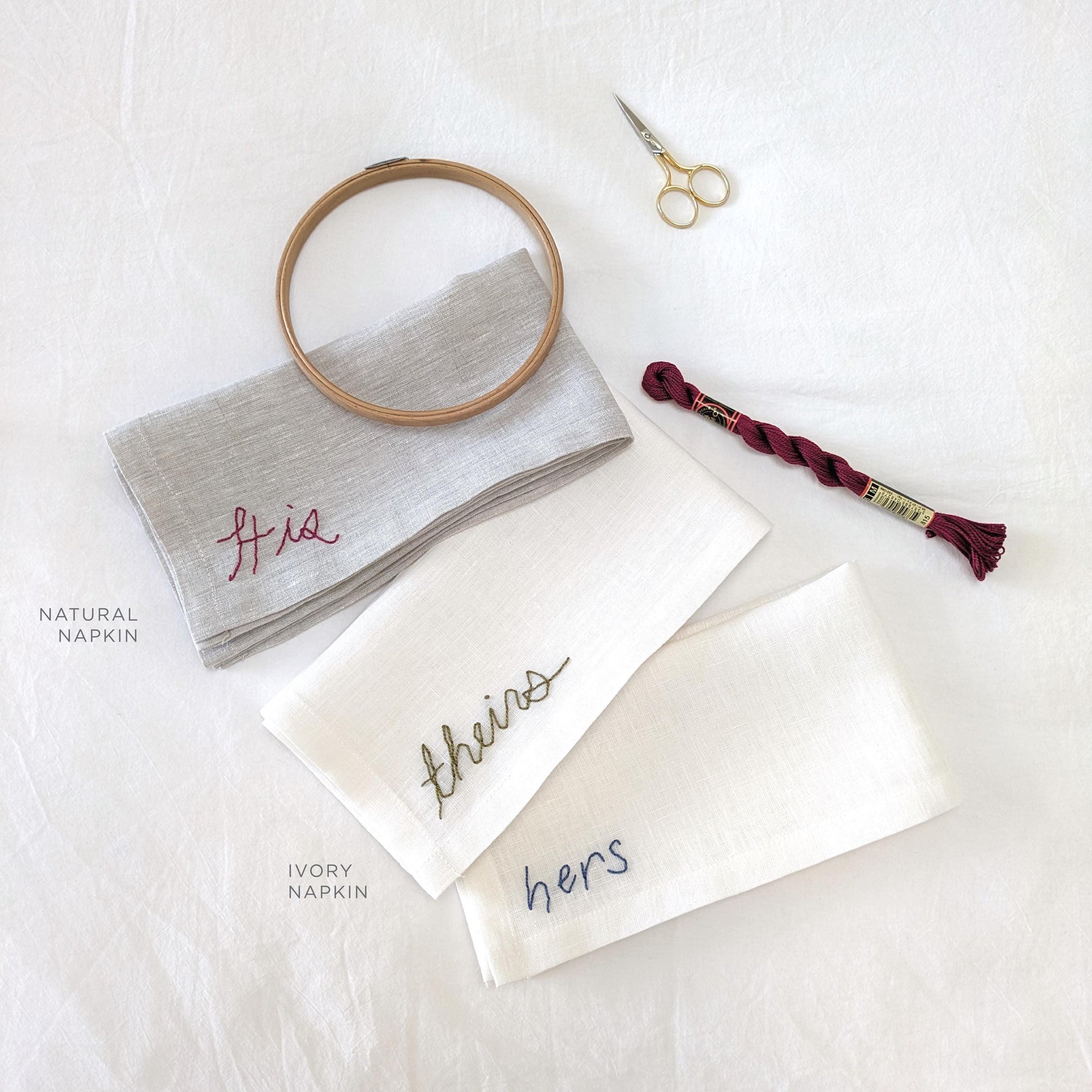 Linen napkin with custom embroidery in your handwriting