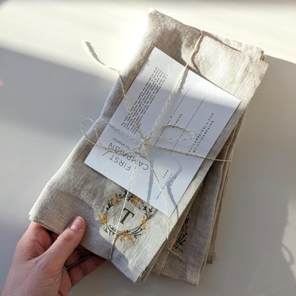 Hand painted 100% linen napkins with monogram