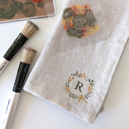Hand painted 100% linen napkins with monogram
