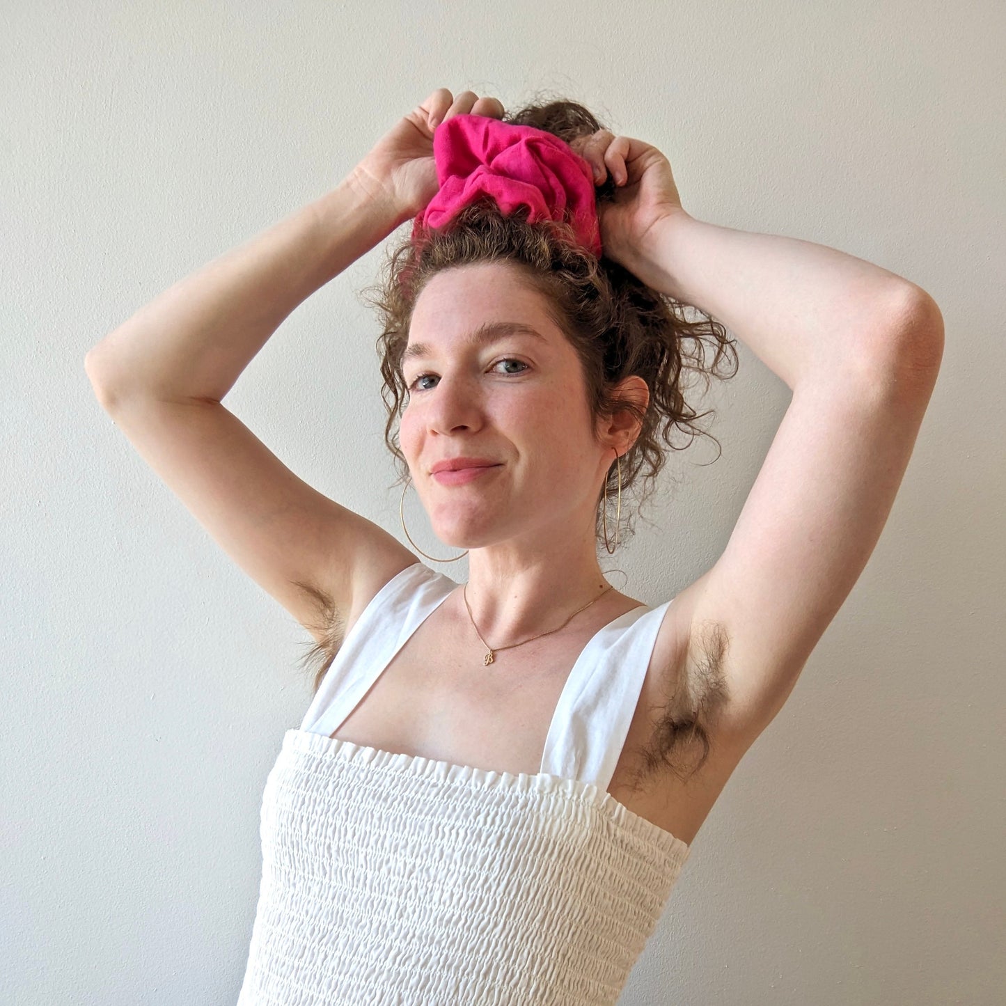 Large linen scrunchie in hot pink