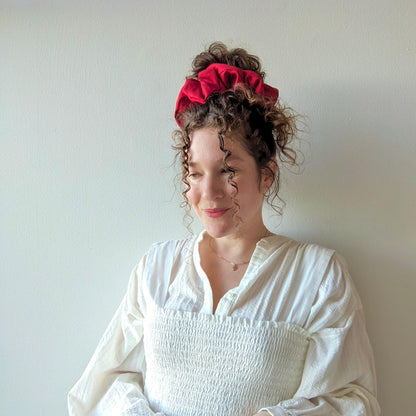 Oversized linen scrunchie in red