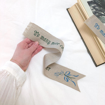 Hand Painted Linen Anniversary Bookmark